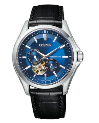 Citizen Men#x27;s Automatic Blue Skeleton Dial Black Leather Watch 39MM NP1010 01L $188.99