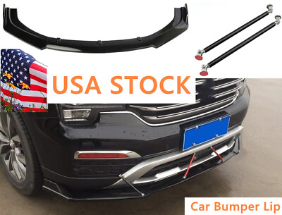 BK Car Front Spoiler Lip Universal BUMPER SPLITTER LIP with Support Tie Bar Rods $44.78