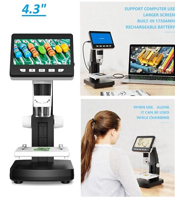 #ad Digital Microscope 1000X USB Coin Microscope 4.3quot; LCD Screen Soldering $37.97