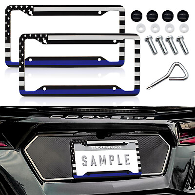 #ad 2X For Ram 1500 2500 US Flag Patriotic Car License Plate Frame Front Rear Cover $14.49