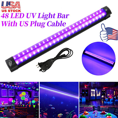 #ad 48LED UV Black Light Bar Fixtures Ultraviolet Lamp Strip US Plug DJ Party Club $10.99