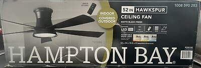 #ad Hampton Bay Hawkspur 52 in. Integrated LED CCT Matte Black Ceiling Fan $124.99