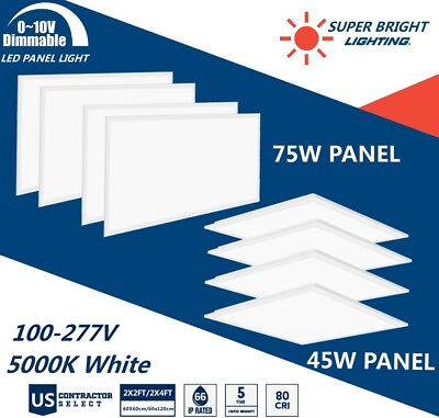 #ad 2x4 FT 2x2FT Drop Ceiling Flat Panel LightRecessed Edge Lit ETL ListedDimmable $967.00