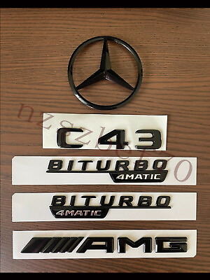 #ad Gloss Black Mercedes C43 AMG Trunk Tailgate Decal Logo Emblem Badge Sticker W205 $43.69