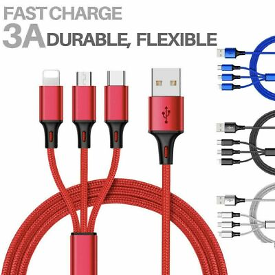 #ad 3 in 1 Fast USB Charging Cable Universal Multi Function Cell Phone Charger Cord $2.88