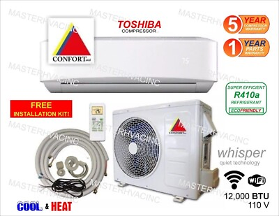 #ad #ad 12000 BTU Ductless Air Conditioner Heat Pump Mini Split 110V 1 Ton W kit WiFi $498.00