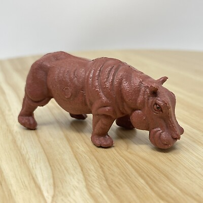 #ad Unbranded Hippo Brown 3.5” Figure Retired Animal Wildlife Hippopotamus $3.00