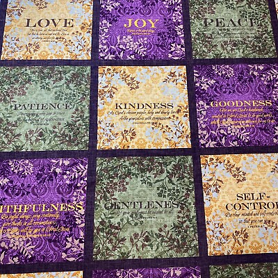 #ad Fruit Of The Spirit Christian Cotton Fabric With Bible Verses Sold By The Panel $12.99