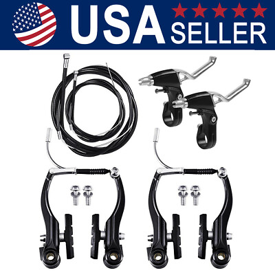 #ad Complete Front and Rear Mountain Bike V Brake Set Inner and Outer Cables Caliper $16.86