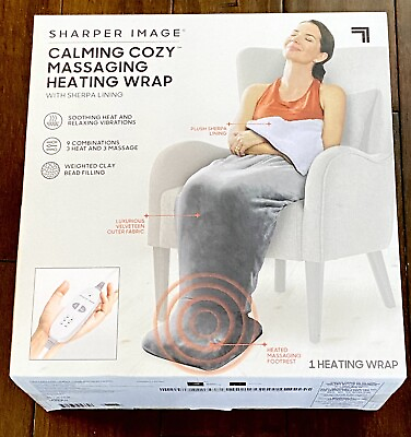 #ad Sharper Image Calming Cozy Heating Blanket amp; Massager Grey New Unopened Box $54.90