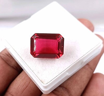 #ad Real Red Ruby 16 17 Ct Certified Unheated Untreated Emerald Cut Faceted Gems DKG $83.99