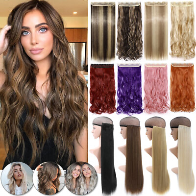 #ad Mega Thick Clip In Hair Extension Full Head One Piece Straight Curly Wavy 17 30quot; $2.65