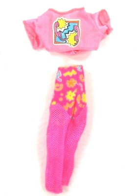 #ad Barbie Vintage Sister Fitting Pink Net Pants w Designs amp; Pink Fun Top $5.99