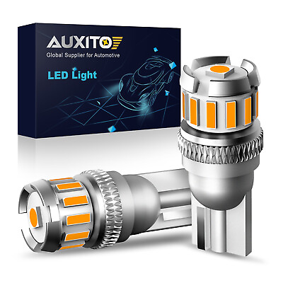 #ad AUXITO T10 LED Side Marker Bulbs Light 168 194 192 2825 Amber Canbus Error Free $9.99