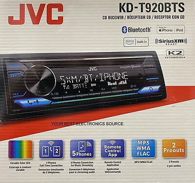 #ad NEW JVC KD T920BTS 1 DIN AM FM CD Car Audio Receiver w Bluetooth USB $99.95
