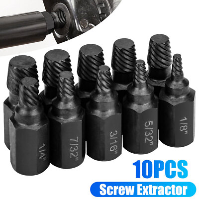 #ad 10Pcs Screw Extractor Kit Damaged Remover Set Easy Out Drill Bits Bolt Stud $10.49