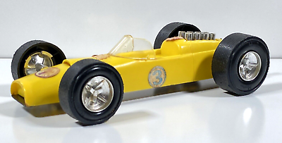 #ad Vintage Hasbro Plastic Yellow Open Wheel Race Car Toy Model $9.99