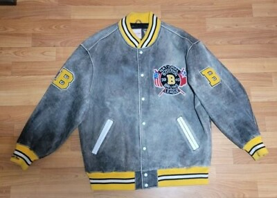 #ad Mitchell Ness Vintage Hockey NHL Boston Bruins Men#x27; Sz 60 Leather Varsity Jacket $200.00