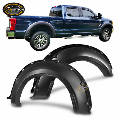 #ad Fits 17 22 Ford F250 F350 Pocket Rivet Style Smooth Unpainted Black Fender Flare $199.99
