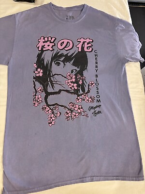 #ad Hot Topic Cherry Blossom Mystery Theater Face Boyfriend Fit Girls T Shirt Small $7.90