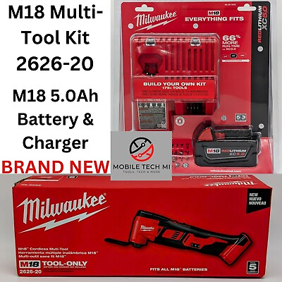 #ad NEW Milwaukee M18 2626 20 Oscillating Multi Tool Kit w 5.0 Ah Battery amp; Charger $199.98