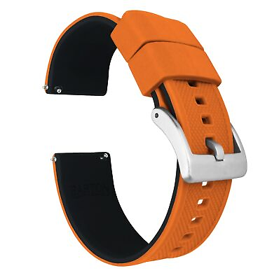 #ad Pumpkin Orange Top Black Bottom Elite Silicone Watch Band Watch Band $23.99