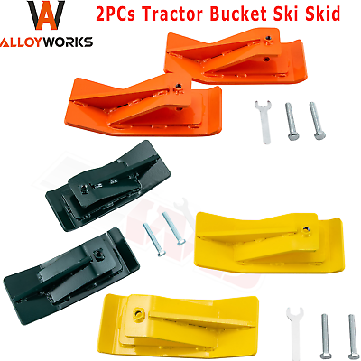 #ad 2PCs Tractor Bucket Protector Ski Edge Tamer Skid Protector Snow Removal $159.00