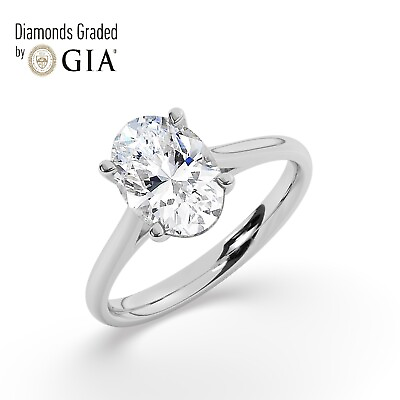 #ad GIA 1 CT Solitaire 100% Natural Oval Diamonds Engagement Ring 950 Platinum $4648.00