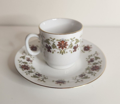 #ad Vintage Fine Porcelain Demitasse Espresso Coffee Cup amp; Saucer floral gold rim $12.95