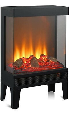 #ad Goaeon 93363 23 Inch Freestanding Indoor Electric Fireplace Heater Stove Black $50.00