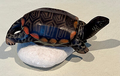 #ad Colorful Turtle resting on a Stone 4quot; long $9.50