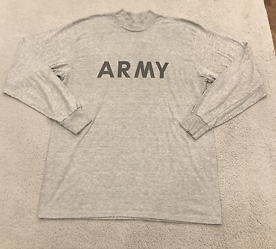 #ad Army PFU T Shirt Heather Grey PT Physical Training Uniform Reflective Large $15.00