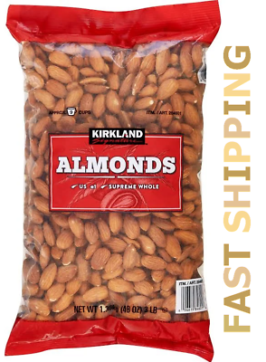 #ad Kirkland Signature Almonds U.S. #1 Whole 3 lb Large Bag 48 oz Free Shipping $20.95