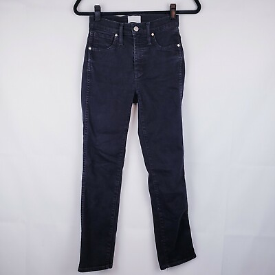 #ad Caslon Womens Jeans Size 23 000 High Waist Straight Black Stone Wash $14.86