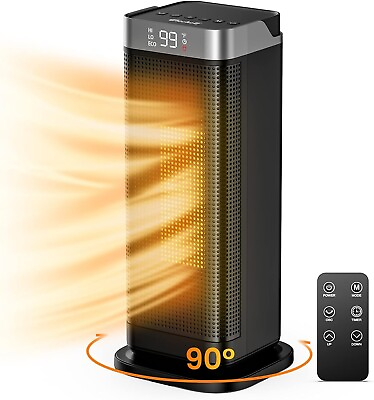 #ad Space Heater 90°Oscillating 1500W Electric Ceramic Tower Heater with Remote $44.98