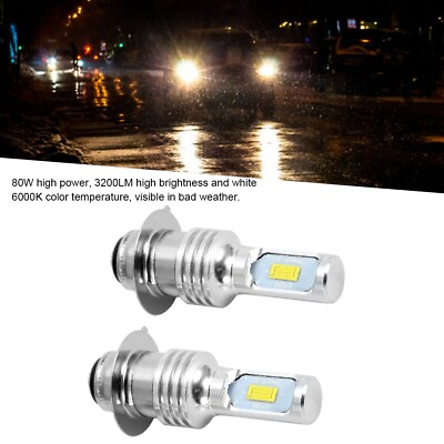 #ad 2Pcs 80W 6000K Car White LED Light Bulbs For H6 P15D Fog Light Lamp With Decod⁺ $15.25