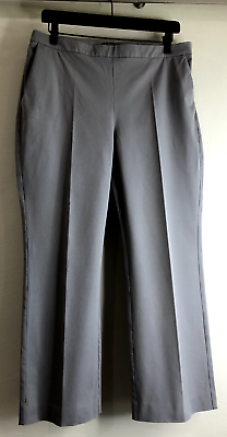 #ad Eileen Fisher Size 12 Casual Gray Chino Pants Side Zip Cotton Spandex Stretch $34.99