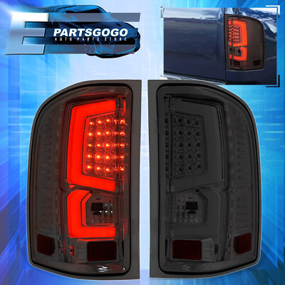 #ad For 07 13 Chevy Silverado 1500 2500HD 3500HD LED Tube Tail Lights Lamps Smoked $153.99