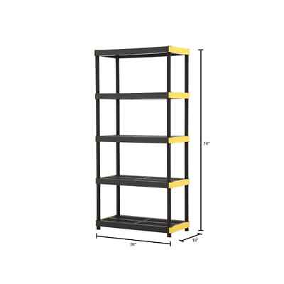 #ad 5 Tier Recycled Plastic Eco friendly Black Garage Storage Shelving Unit NEW $103.20