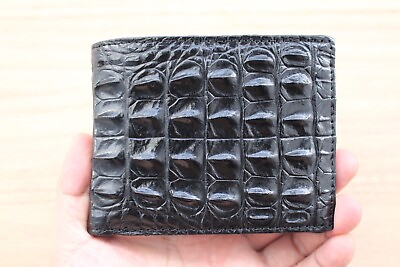 #ad Double Side Handmade Real Crocodile Leather Skin Men Bifold Wallet Black #D2 $67.57