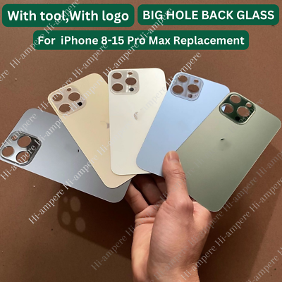 Lot For iPhone 15 14 13 12 11 XS XR 8 Back Glass Replacement Big Hole Rear Cover $111.22