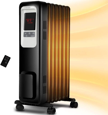 #ad Space Heater 1500W Oil Filled Radiator Electric Heater with Digital Thermostat $84.99