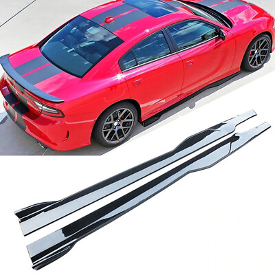 #ad For Dodge Charger 15 18 SRT 19 23 RT Scat Pack Side Skirts Extension Gloss Black $99.99