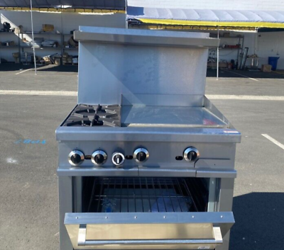 #ad NEW 36quot; Commercial Oven Range 2 Hot Grates and 24quot; Griddle Stove Kitchen NSF $1976.27