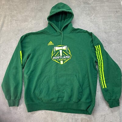 #ad Portland Timbers Hoodie Adult XX Large Green Hooded Pullover Adidas $15.95