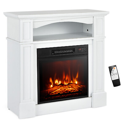 #ad 1400W 32quot; Electric Fireplace Mantel TV Stand Space Heater W Shelf White $219.99