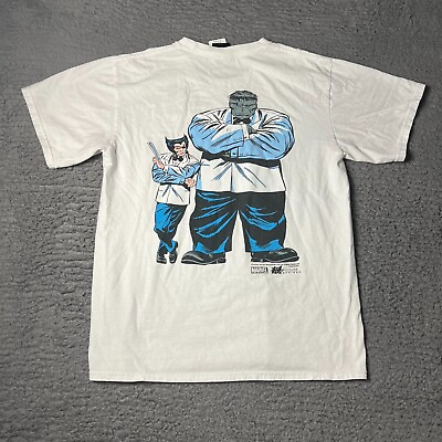 #ad Huf Marvel T Shirt Mens Medium White Hulk Wolverine Comics Movie Short Sleeve $19.88