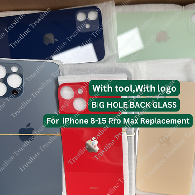Big Hole Rear Cover Back Glass Replacement For iPhone 15 14 13 12 11 XR XS 8 Lot $111.22