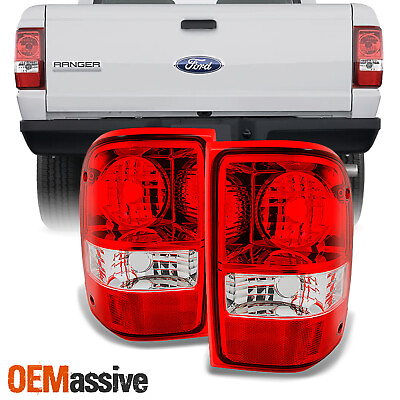 #ad Fit 01 11 Ford Ranger Pickup Red Clear Tail Light Rear Brake Lamps Replacement $49.50