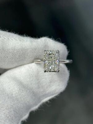 #ad 14k White Gold Lab Grown Radiant Engagement Ring 3.02ct G VS2 IGI Cert. Size 6.5 $10900.00